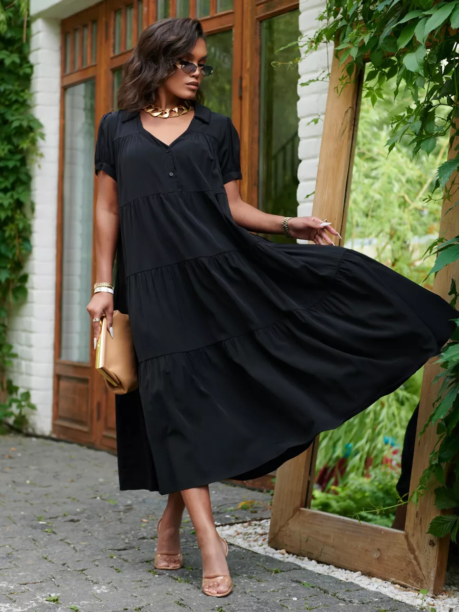 Свободное ярусное платье в стиле бохо