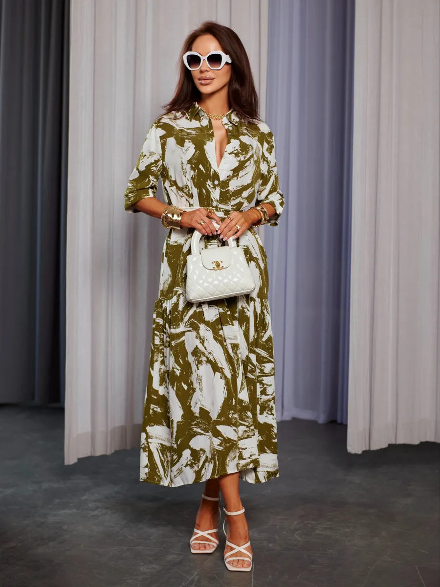 Хаки платье летнее миди