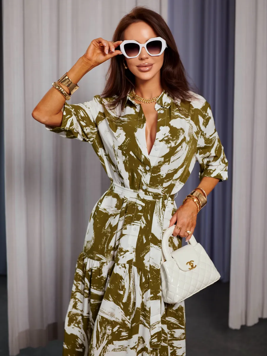 Хаки платье летнее миди