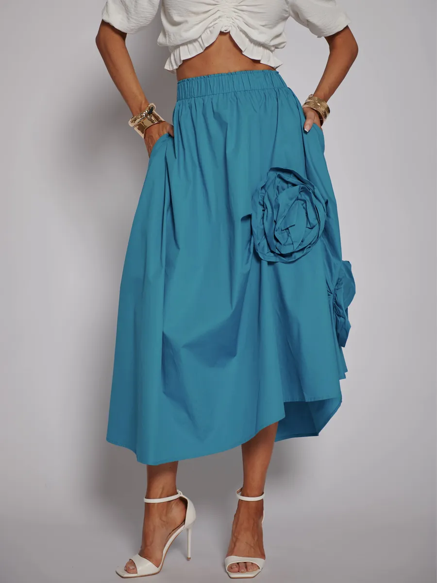 Синяя юбка летняя миди