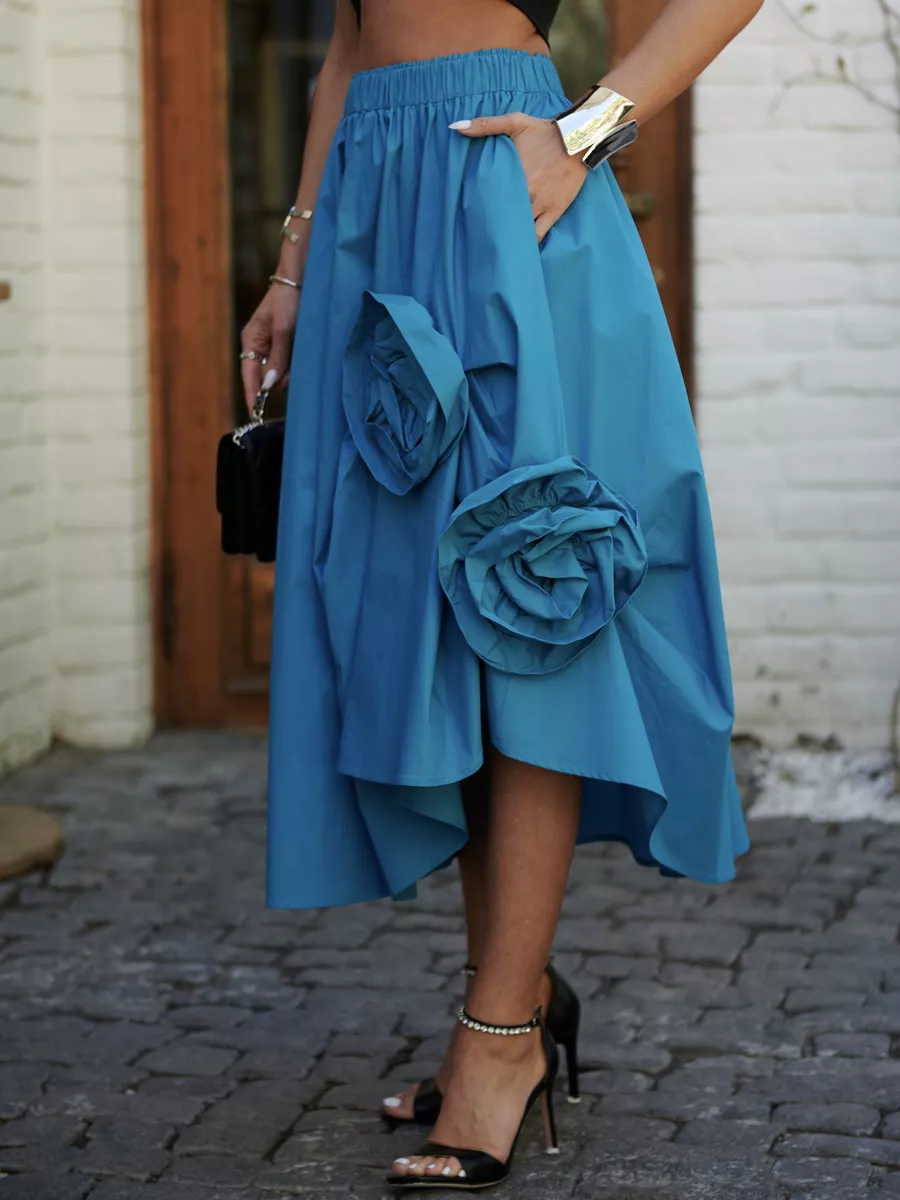 Синяя юбка летняя миди