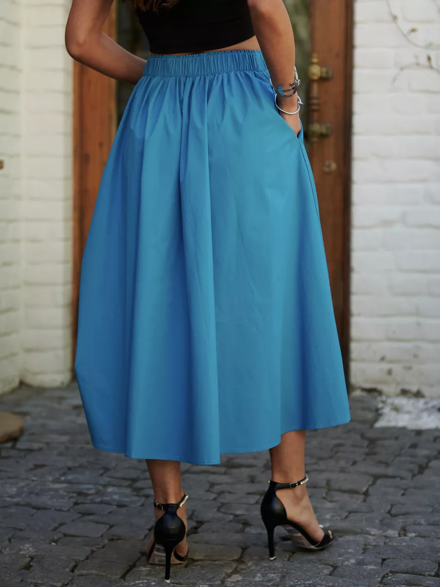 Синяя юбка летняя миди