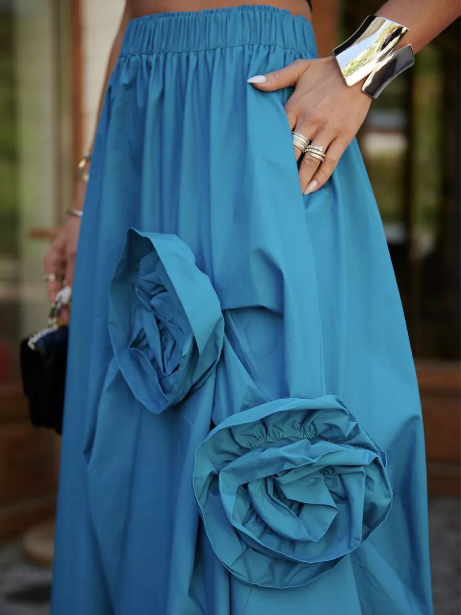 Синяя юбка летняя миди