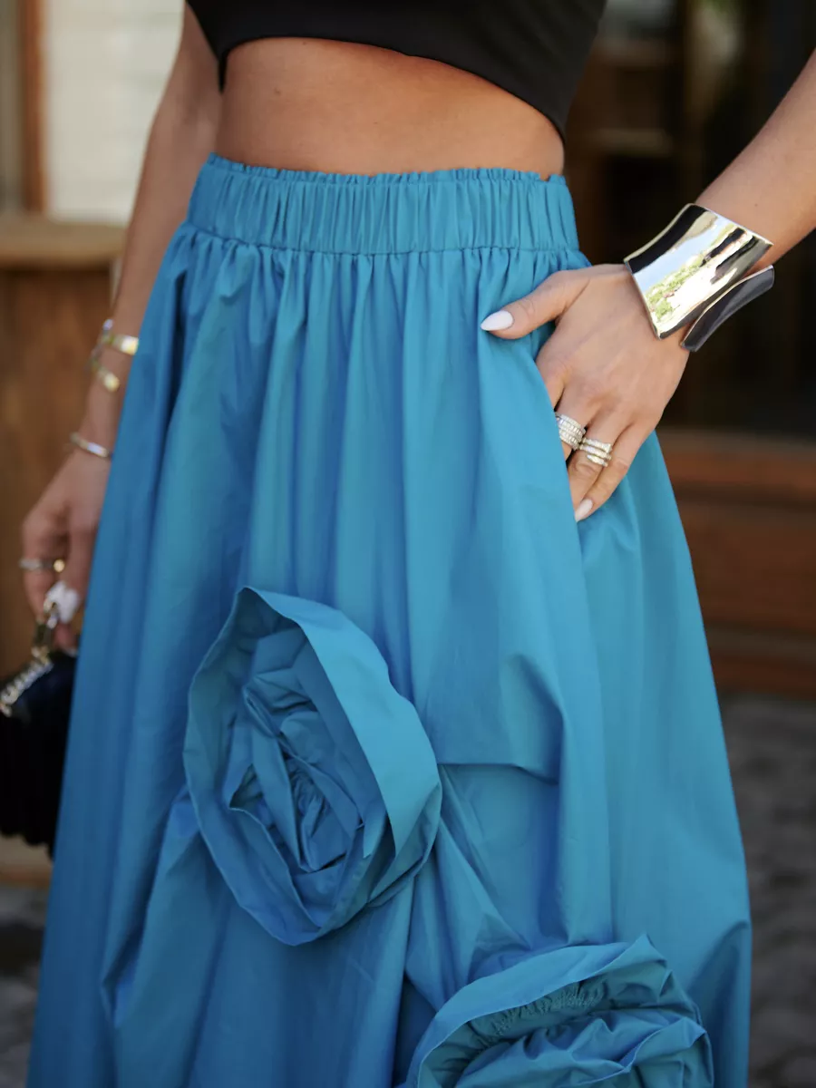 Синяя юбка летняя миди