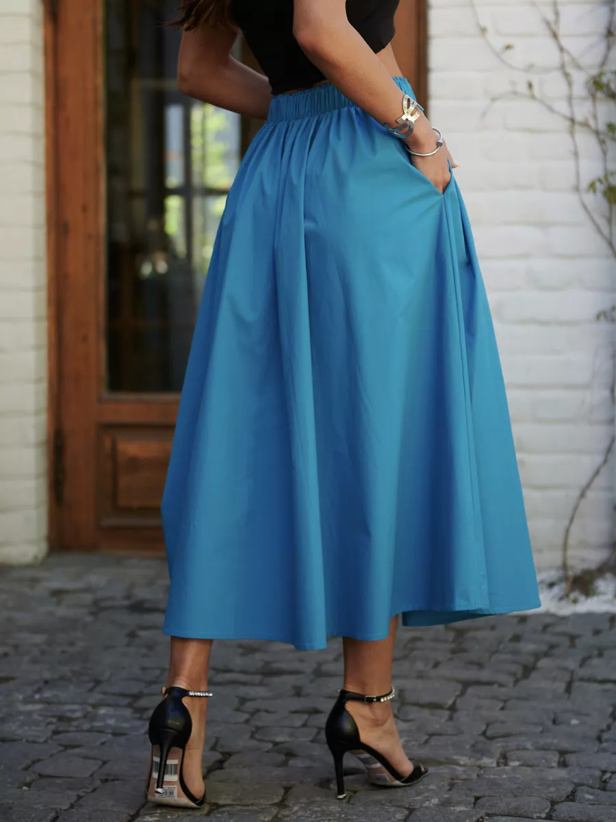 Синяя юбка летняя миди