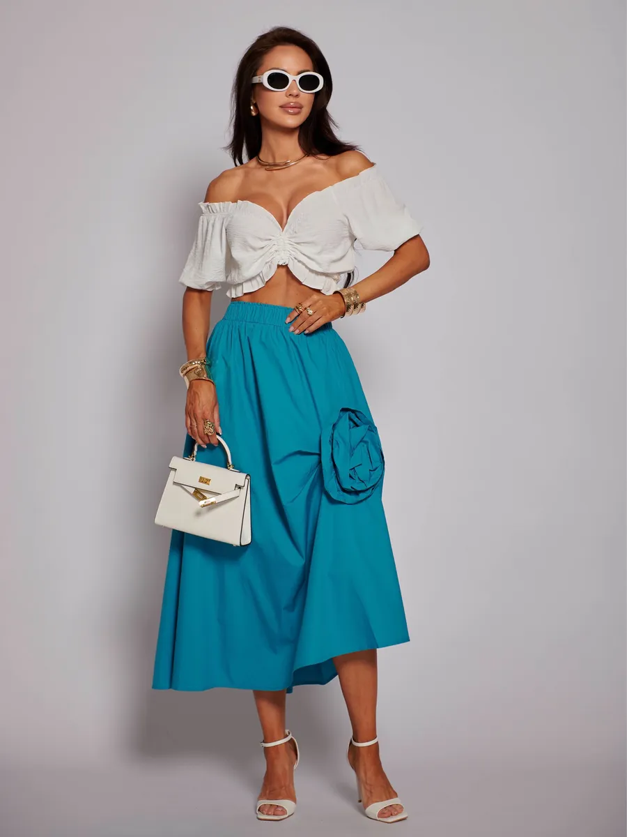 Синяя юбка летняя миди