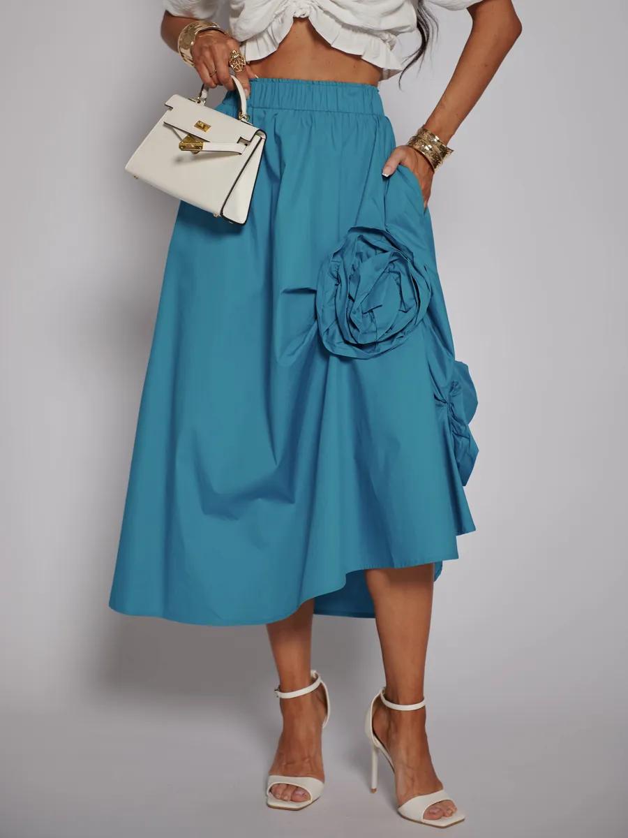 Синяя юбка летняя миди