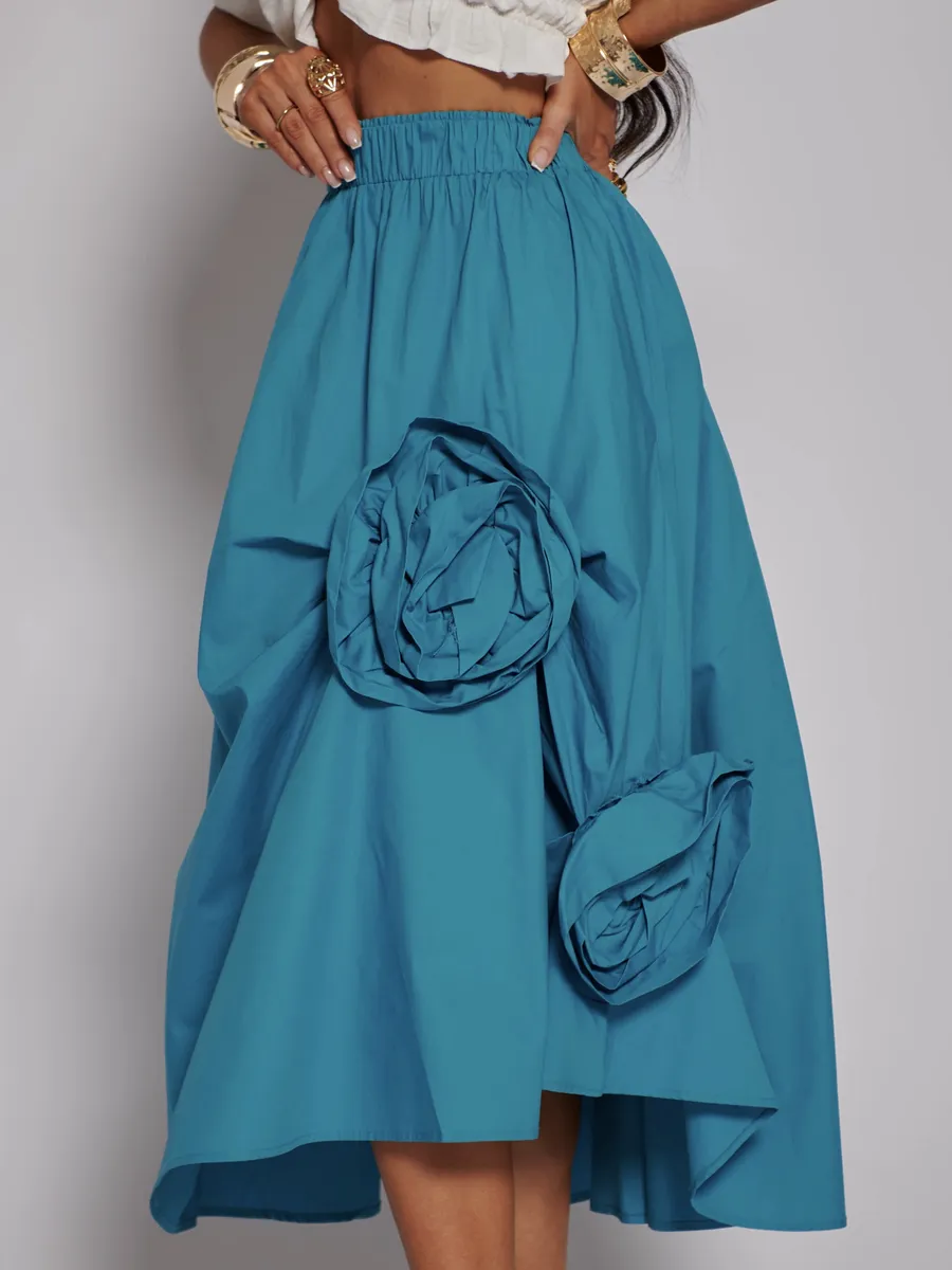 Синяя юбка летняя миди