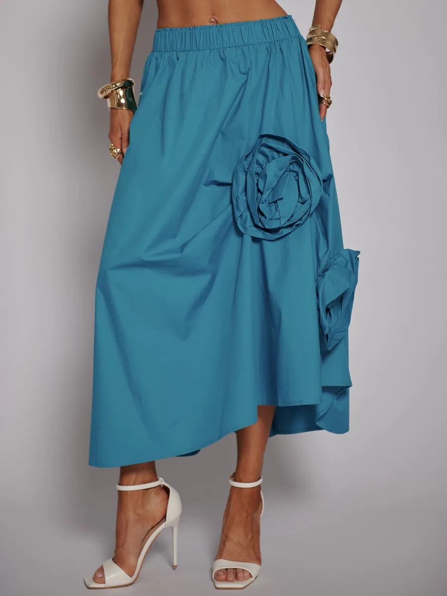 Синяя юбка летняя миди