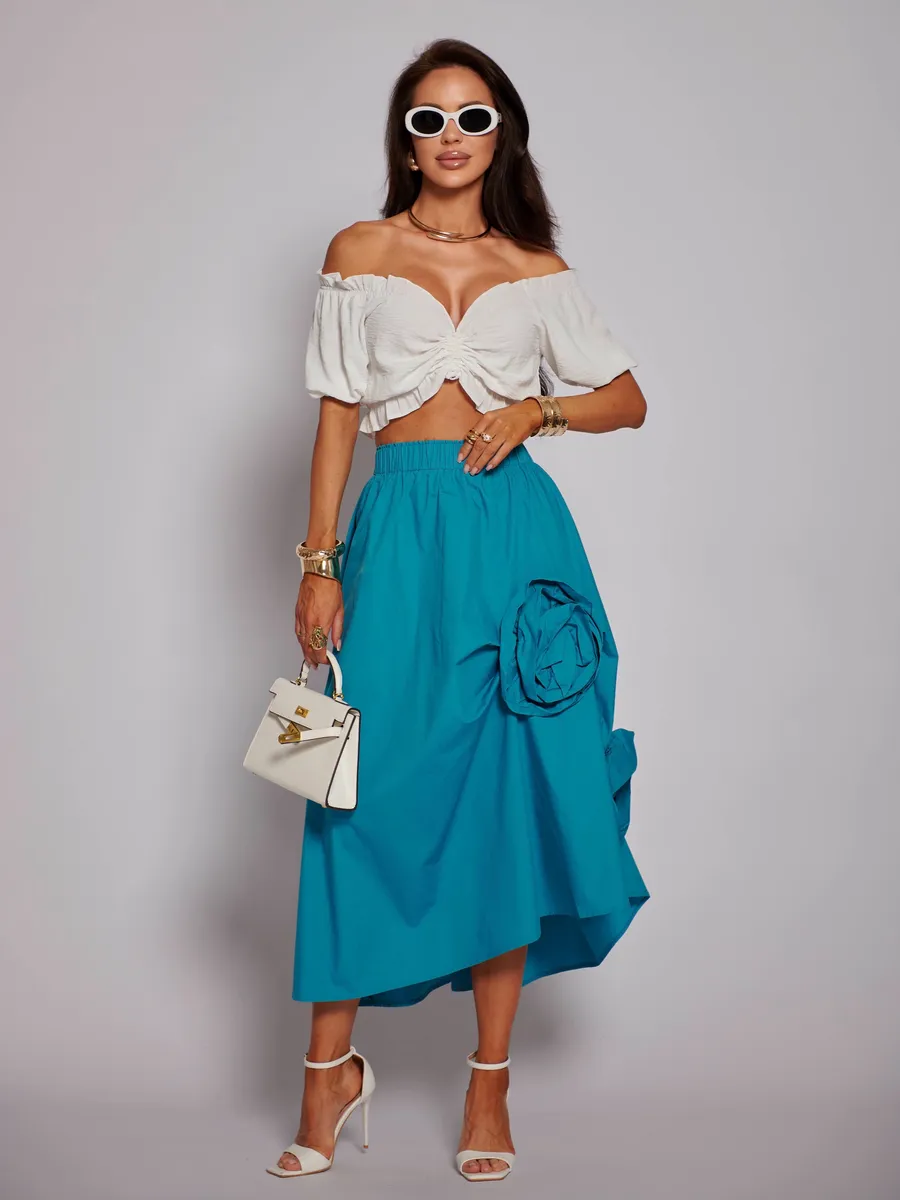 Синяя юбка летняя миди