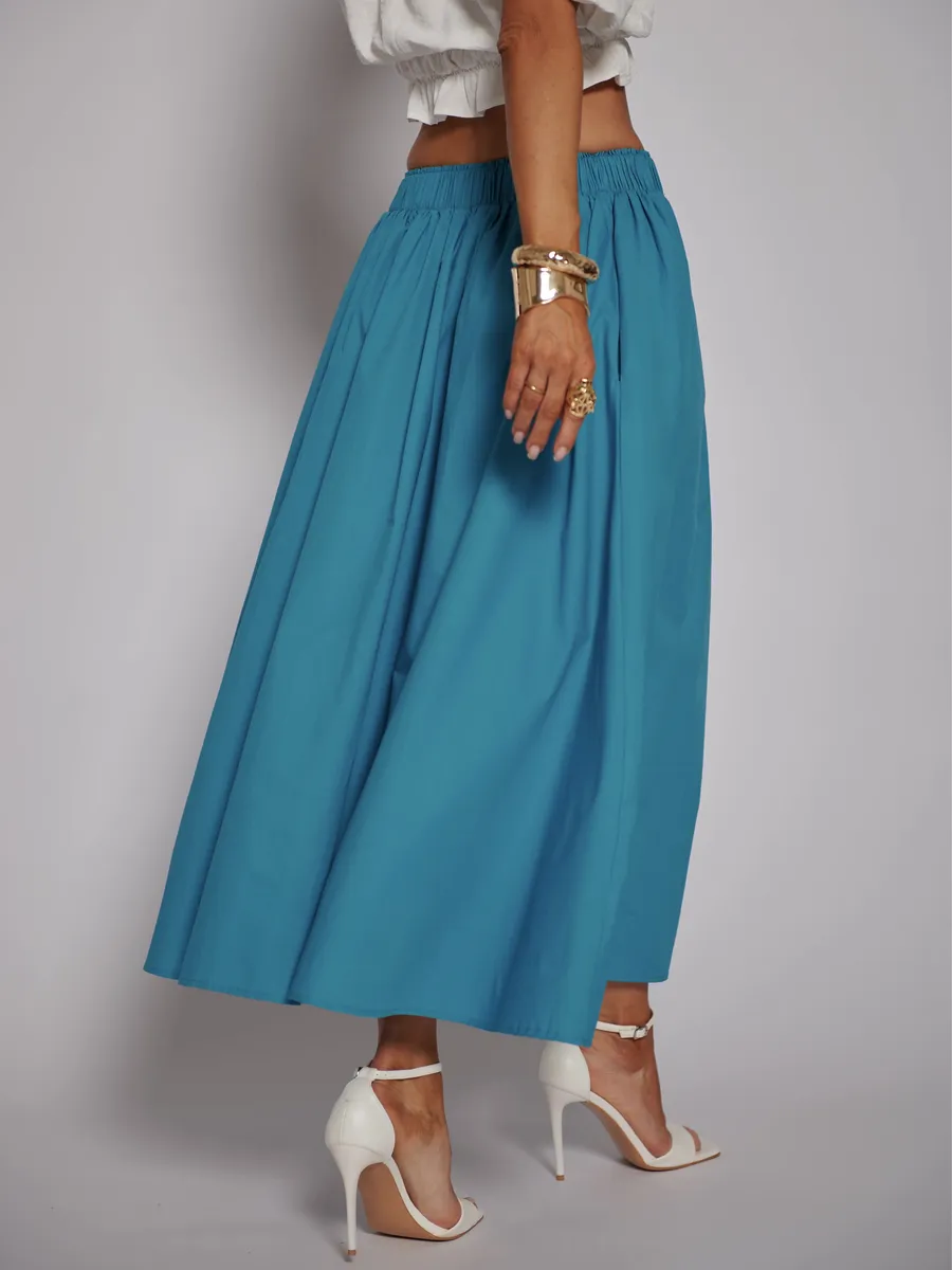 Синяя юбка летняя миди