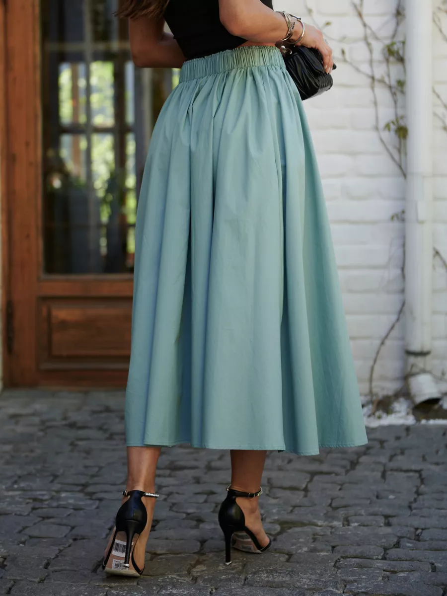 Оливковая юбка летняя миди