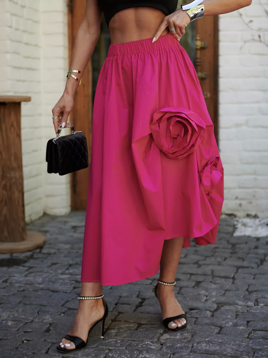 Фуксия юбка летняя миди