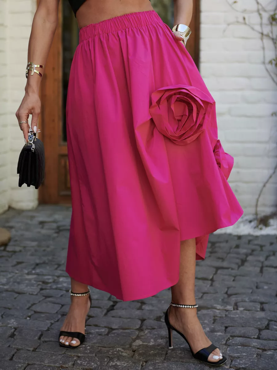 Фуксия юбка летняя миди