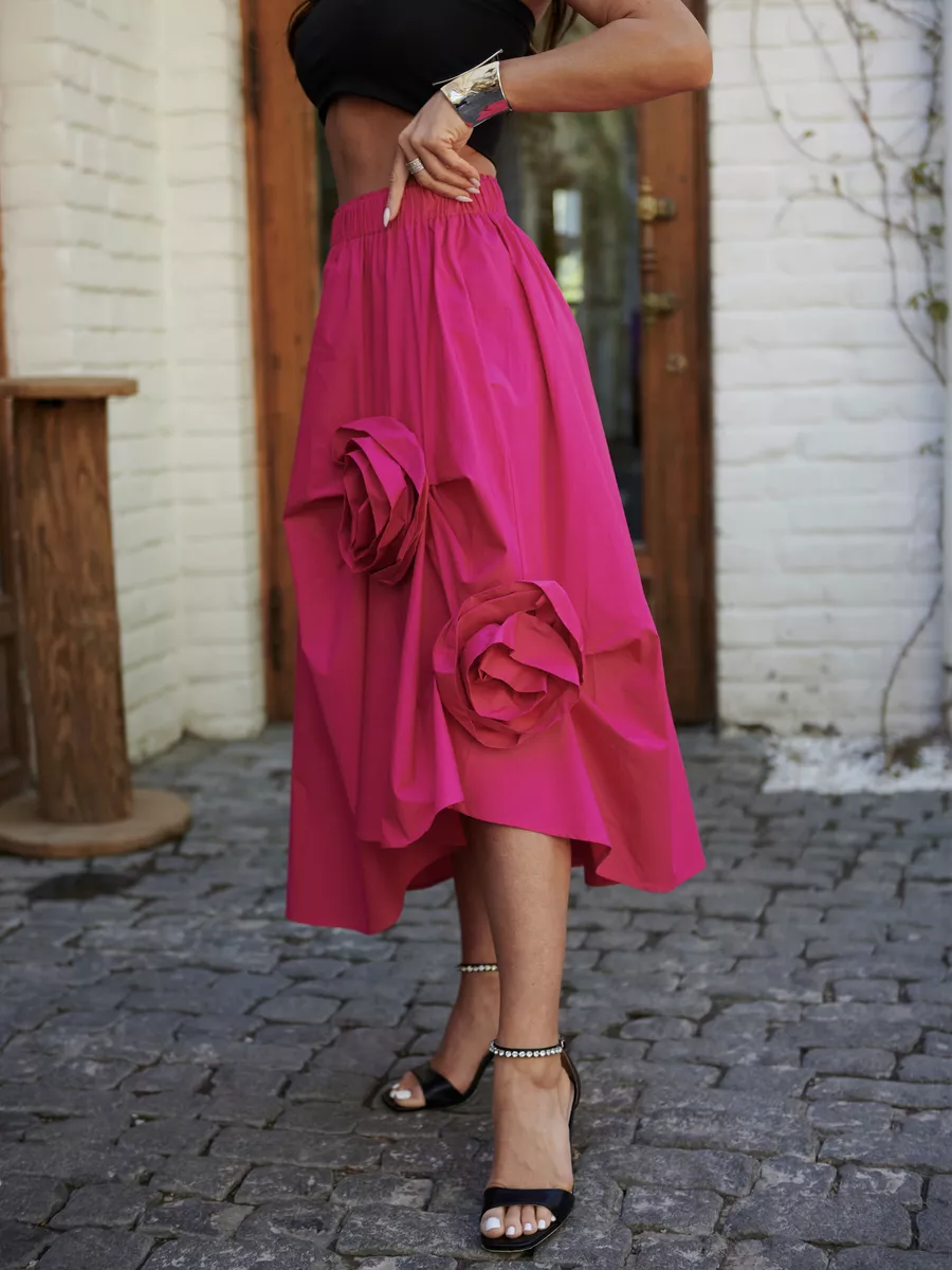 Фуксия юбка летняя миди