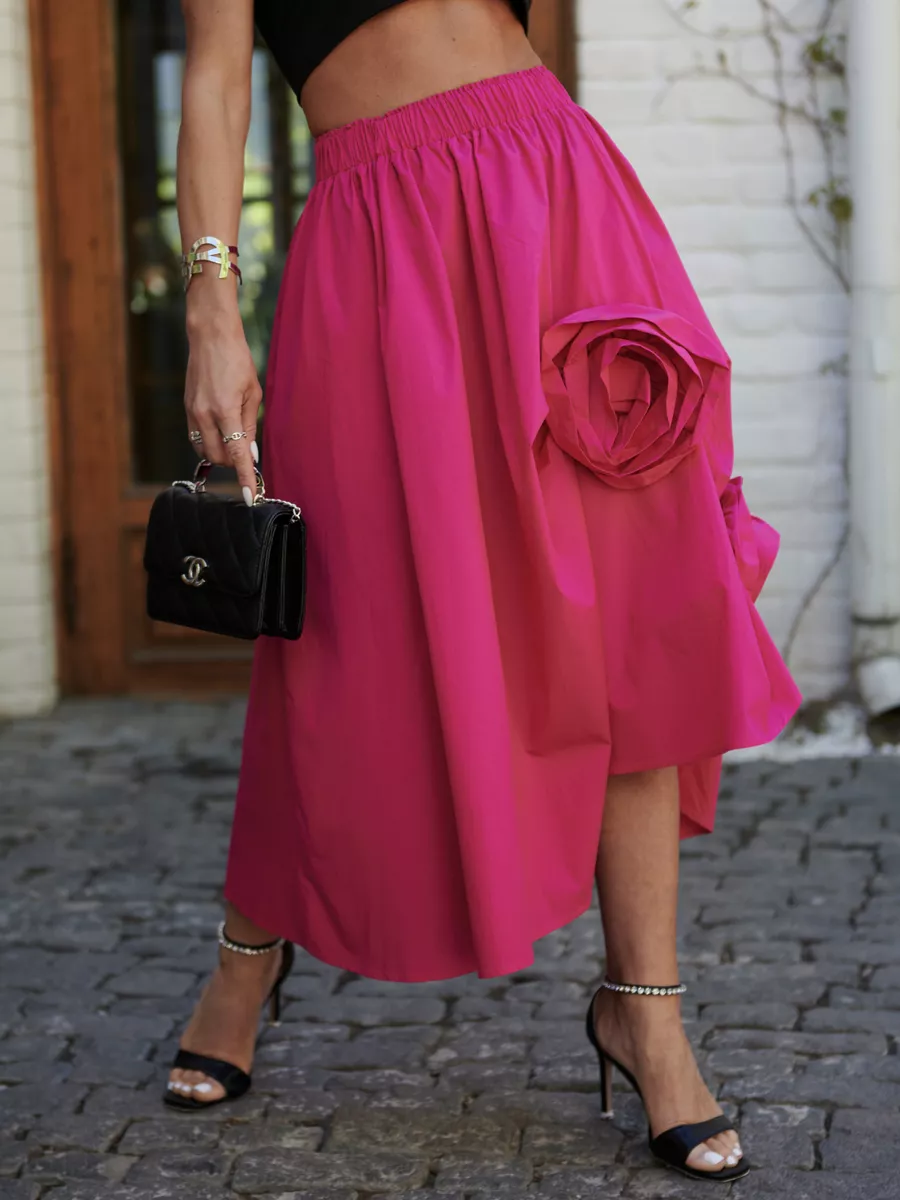 Фуксия юбка летняя миди