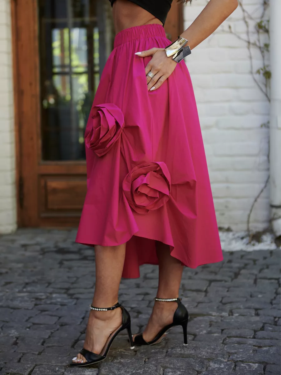 Фуксия юбка летняя миди