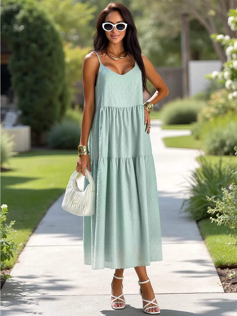 Мятное сарафан летний миди