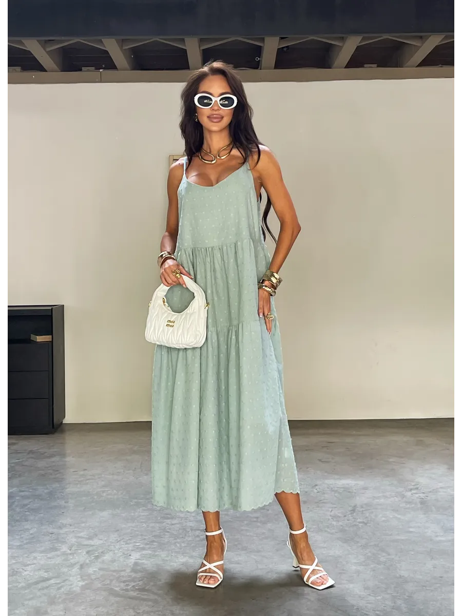 Мятное сарафан летний миди