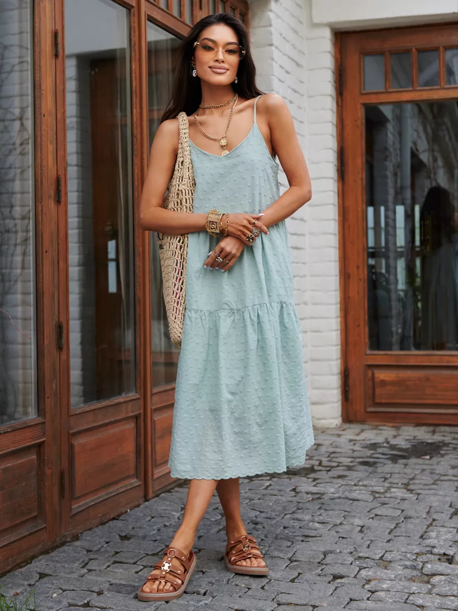 Мятное сарафан летний миди