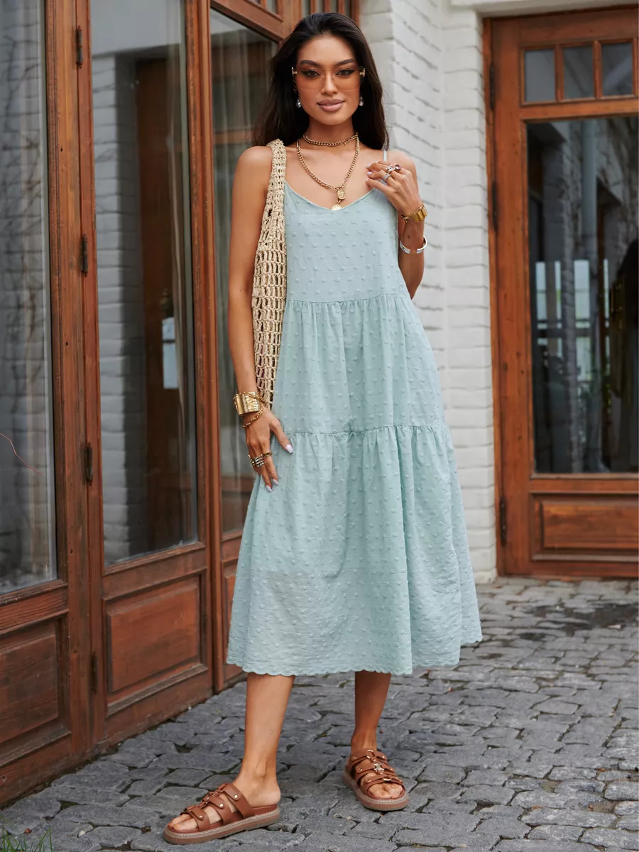 Мятное сарафан летний миди