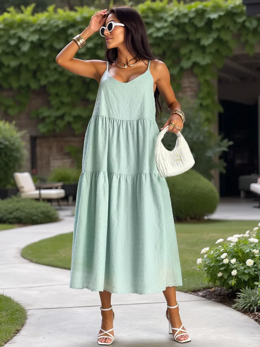 Мятное сарафан летний миди