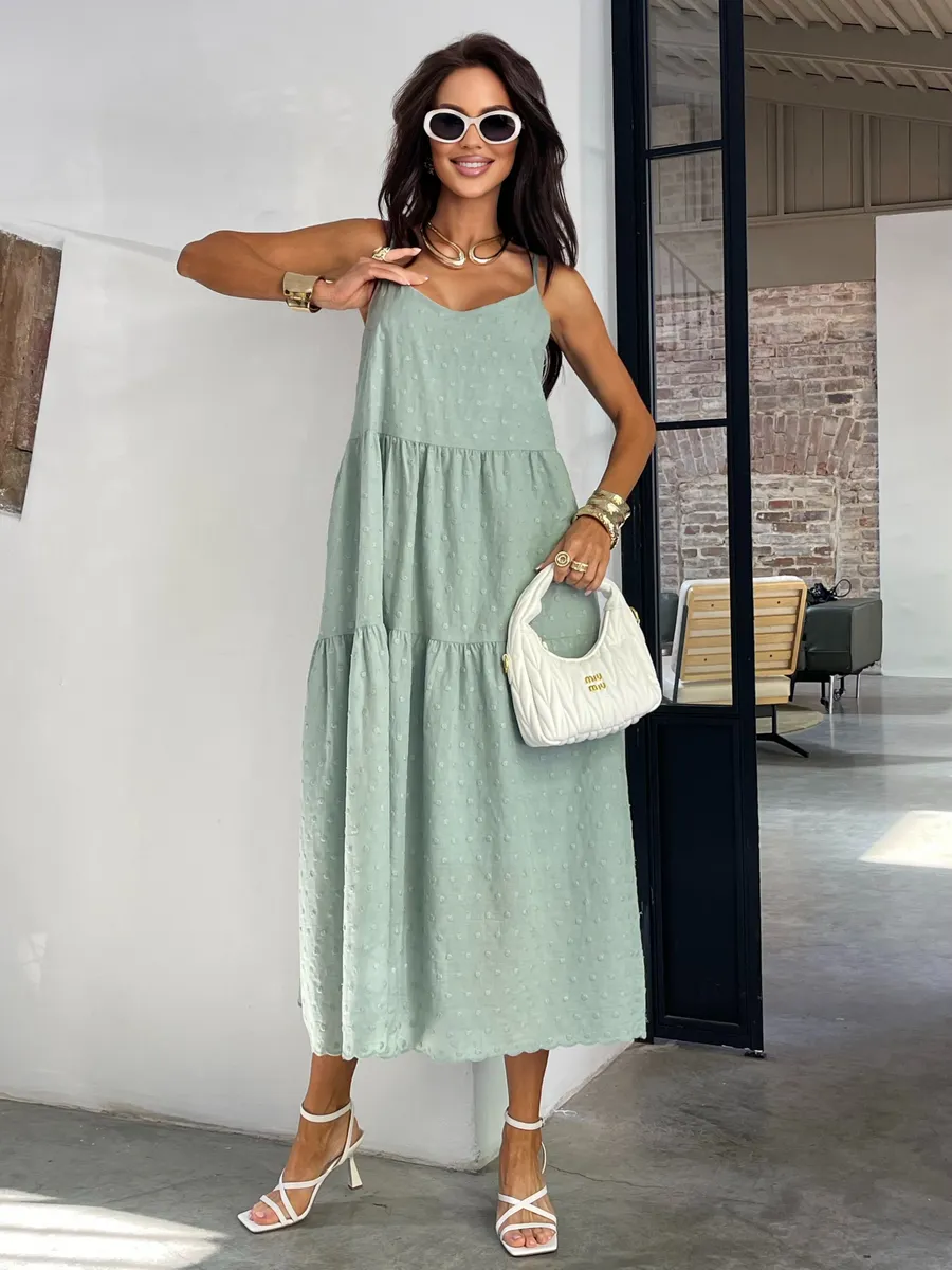 Мятное сарафан летний миди