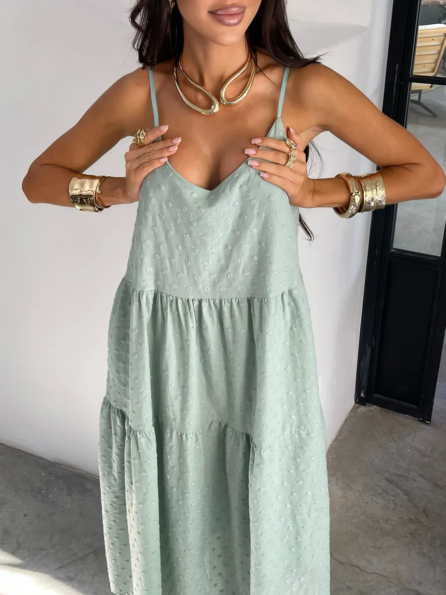 Мятное сарафан летний миди
