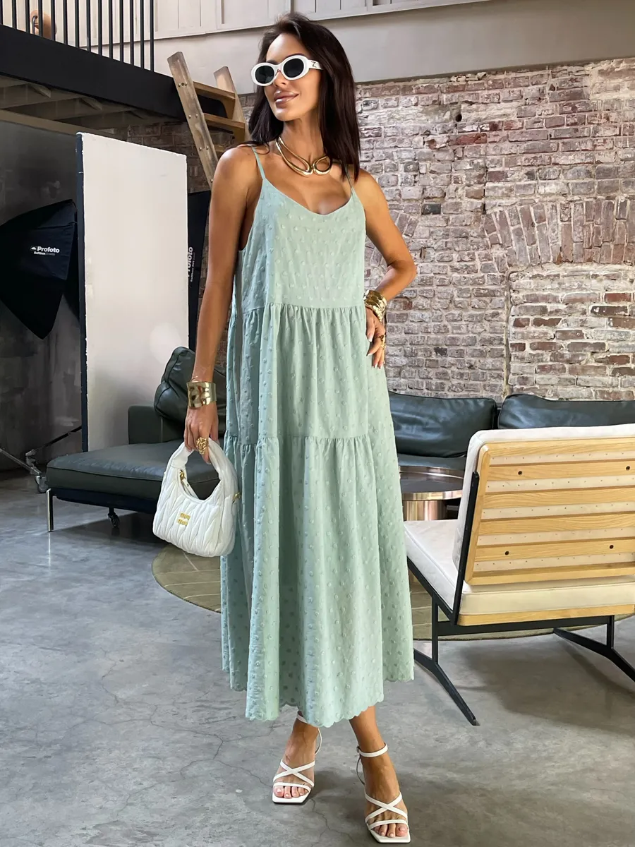 Мятное сарафан летний миди