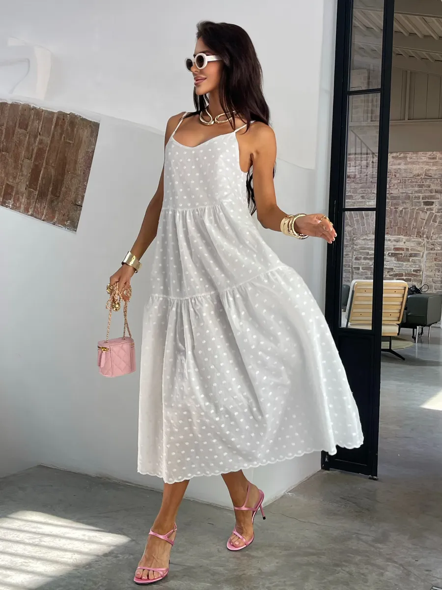 Белое сарафан летний миди