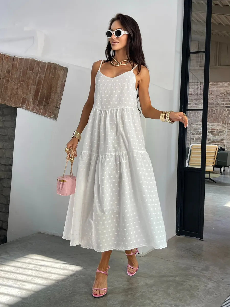 Белое сарафан летний миди