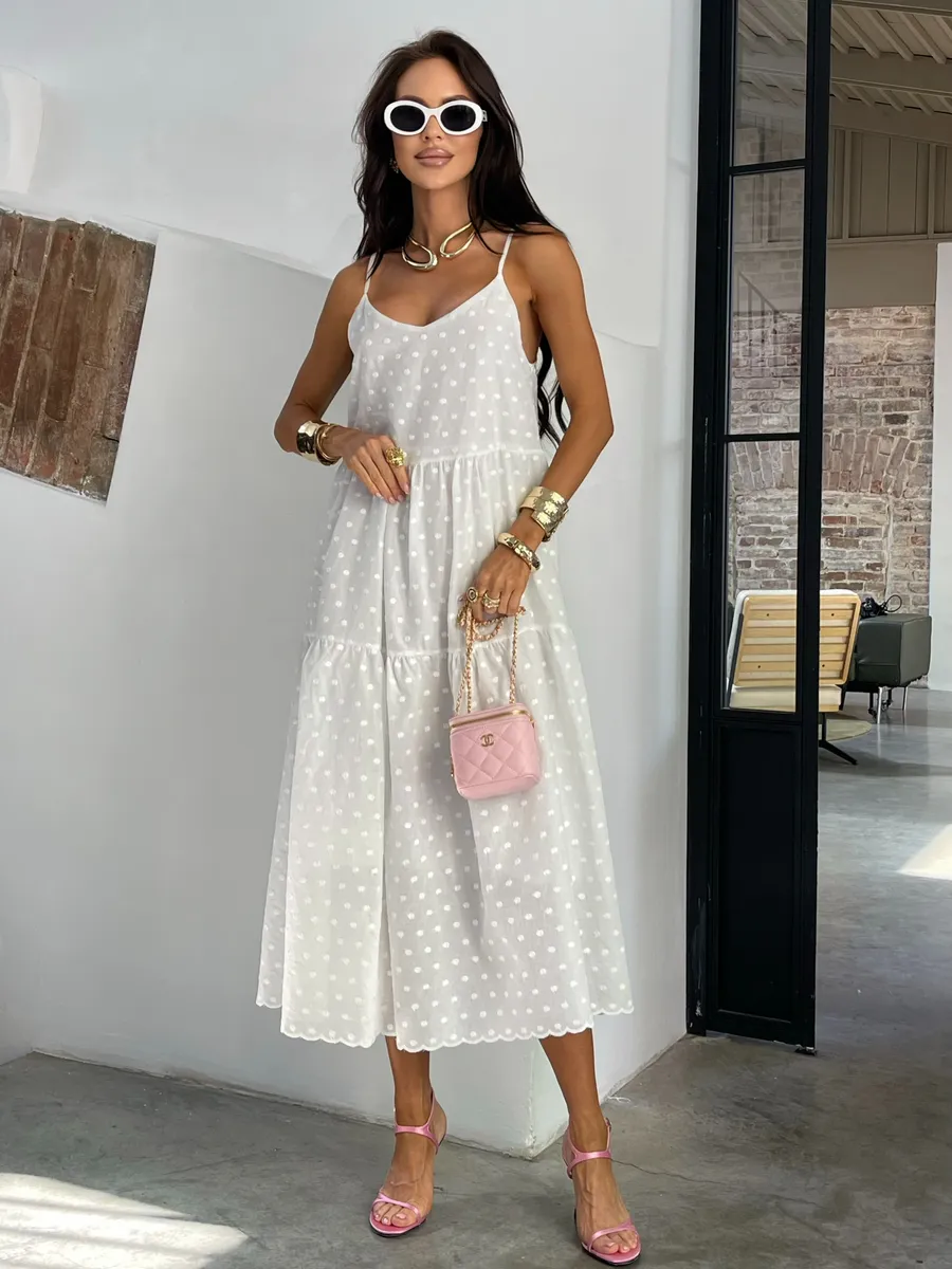 Белое сарафан летний миди