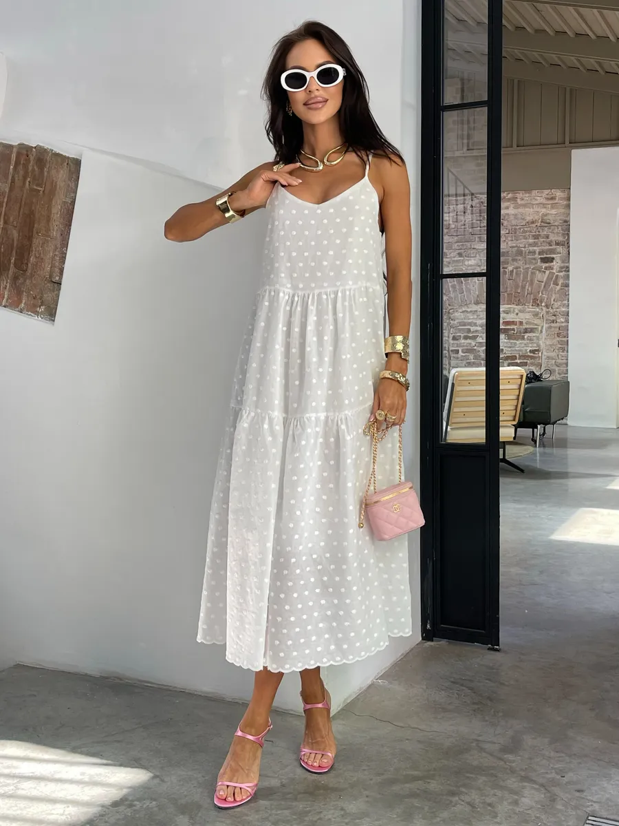 Белое сарафан летний миди