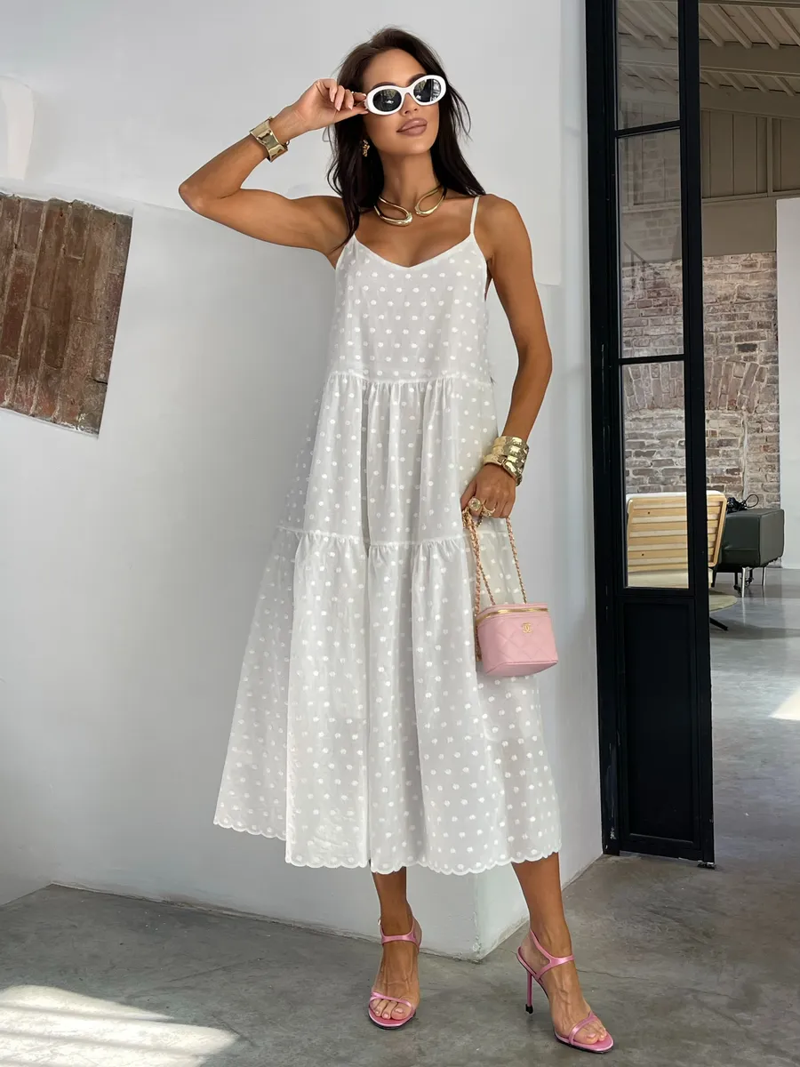 Белое сарафан летний миди