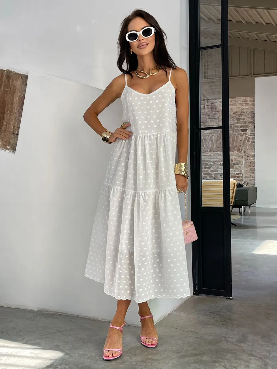 Белое сарафан летний миди