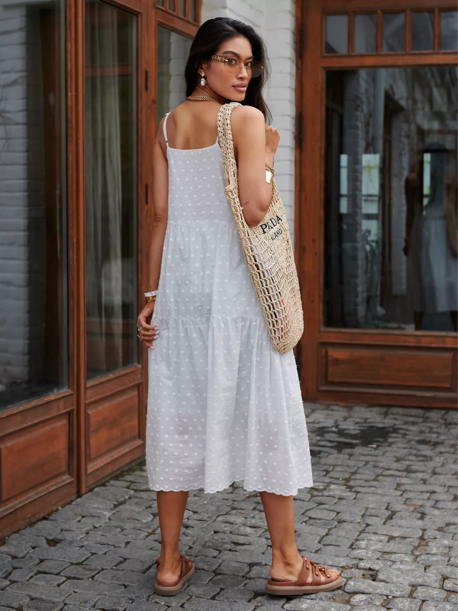 Белое сарафан летний миди