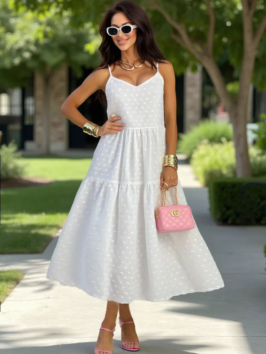 Белое сарафан летний миди