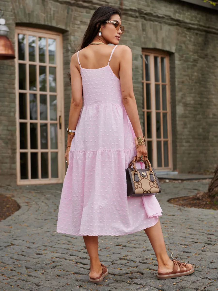 Розовое сарафан летний миди