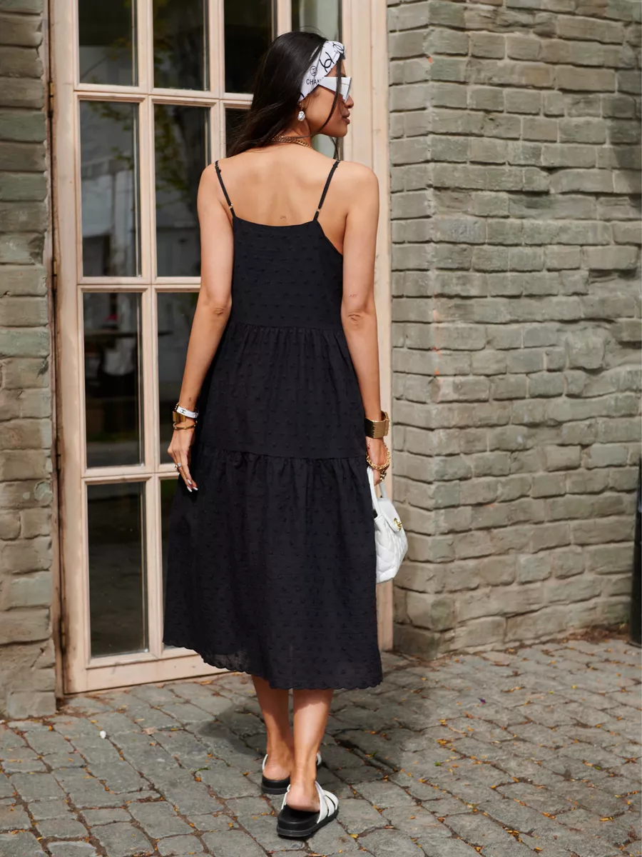 Черное сарафан летний миди