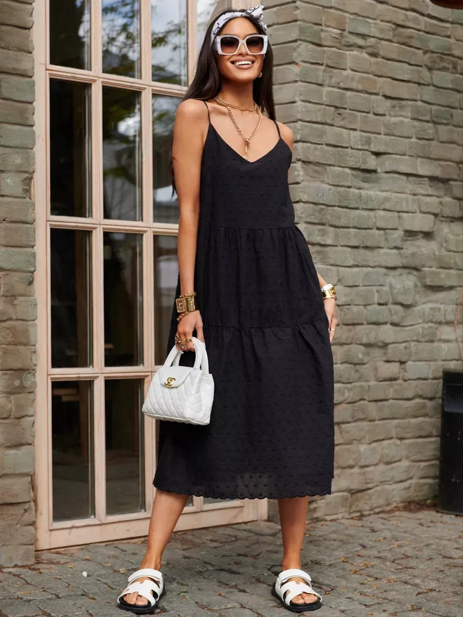 Черное сарафан летний миди