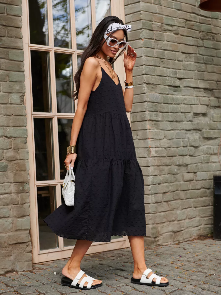 Черное сарафан летний миди