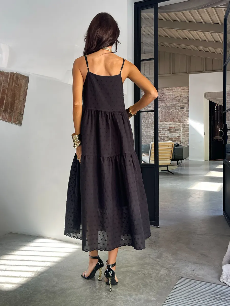 Черное сарафан летний миди