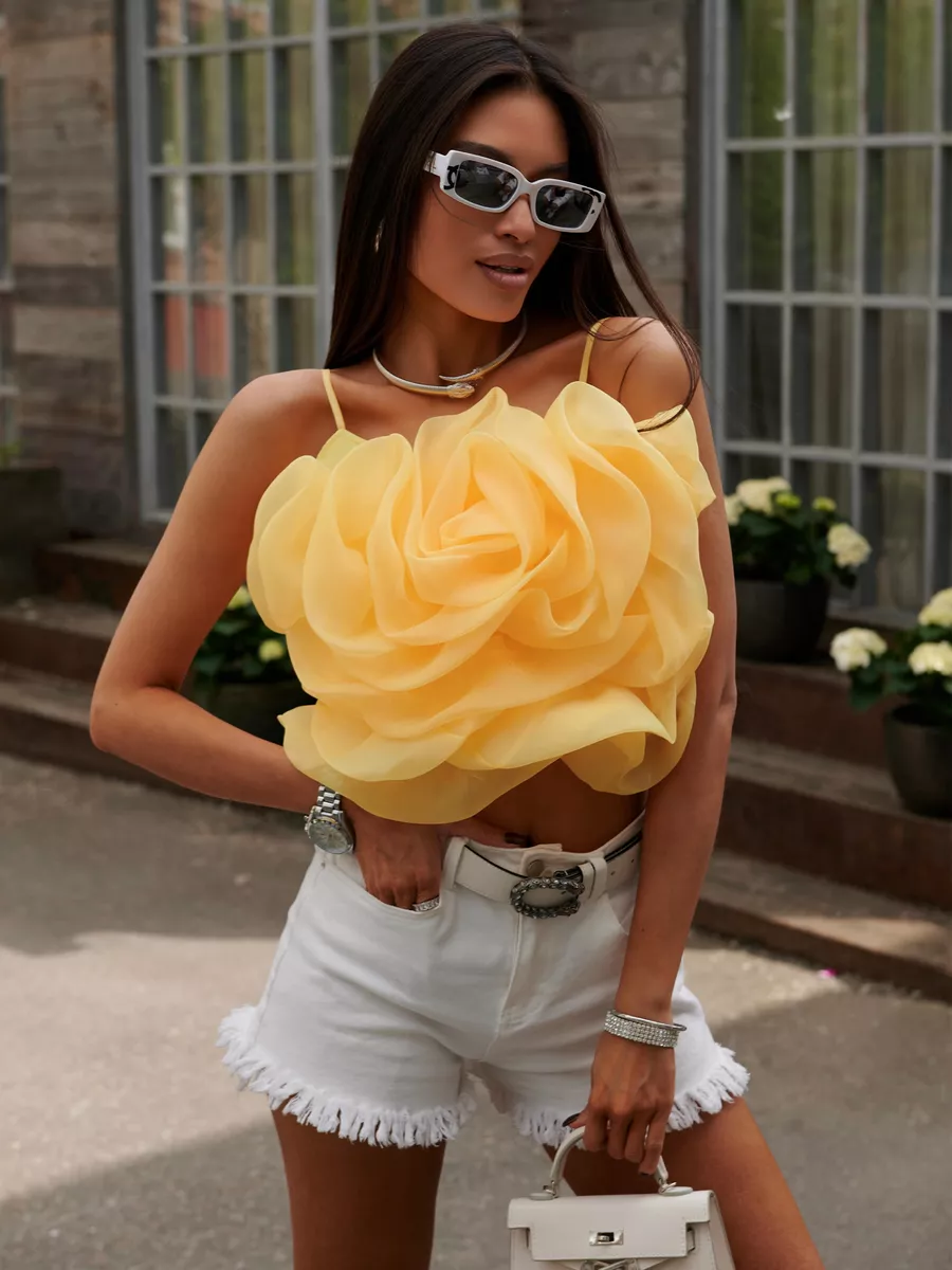 Топ летний вечерний на бретелях с драпировкой