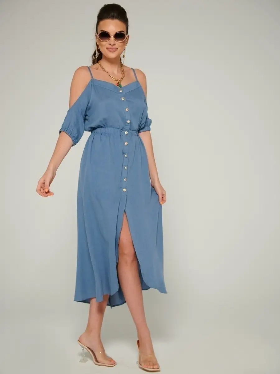 Синее платье летнее нарядное