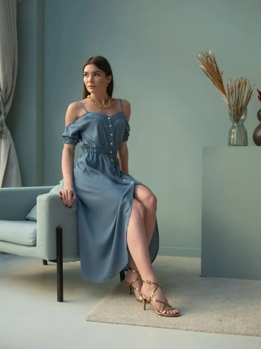 Синее платье летнее нарядное