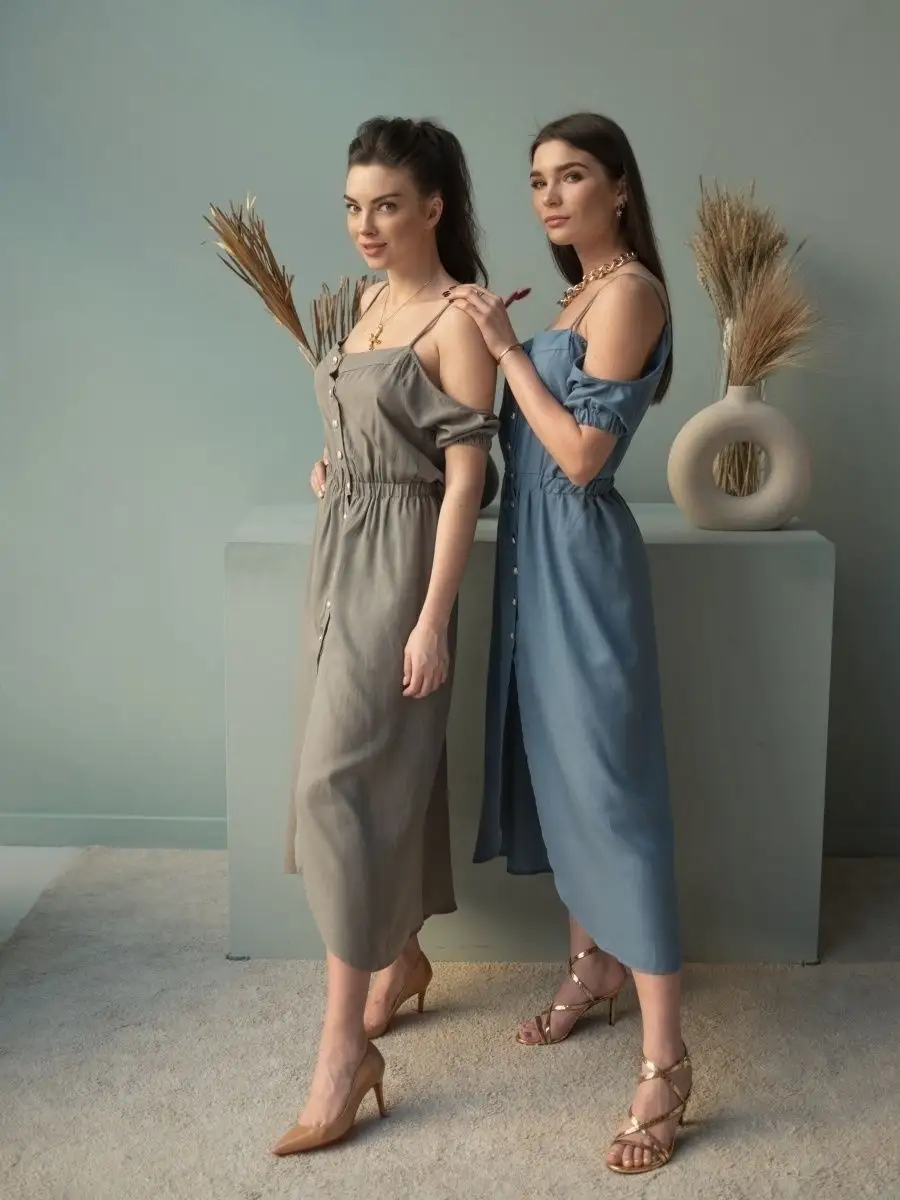 Синее платье летнее нарядное