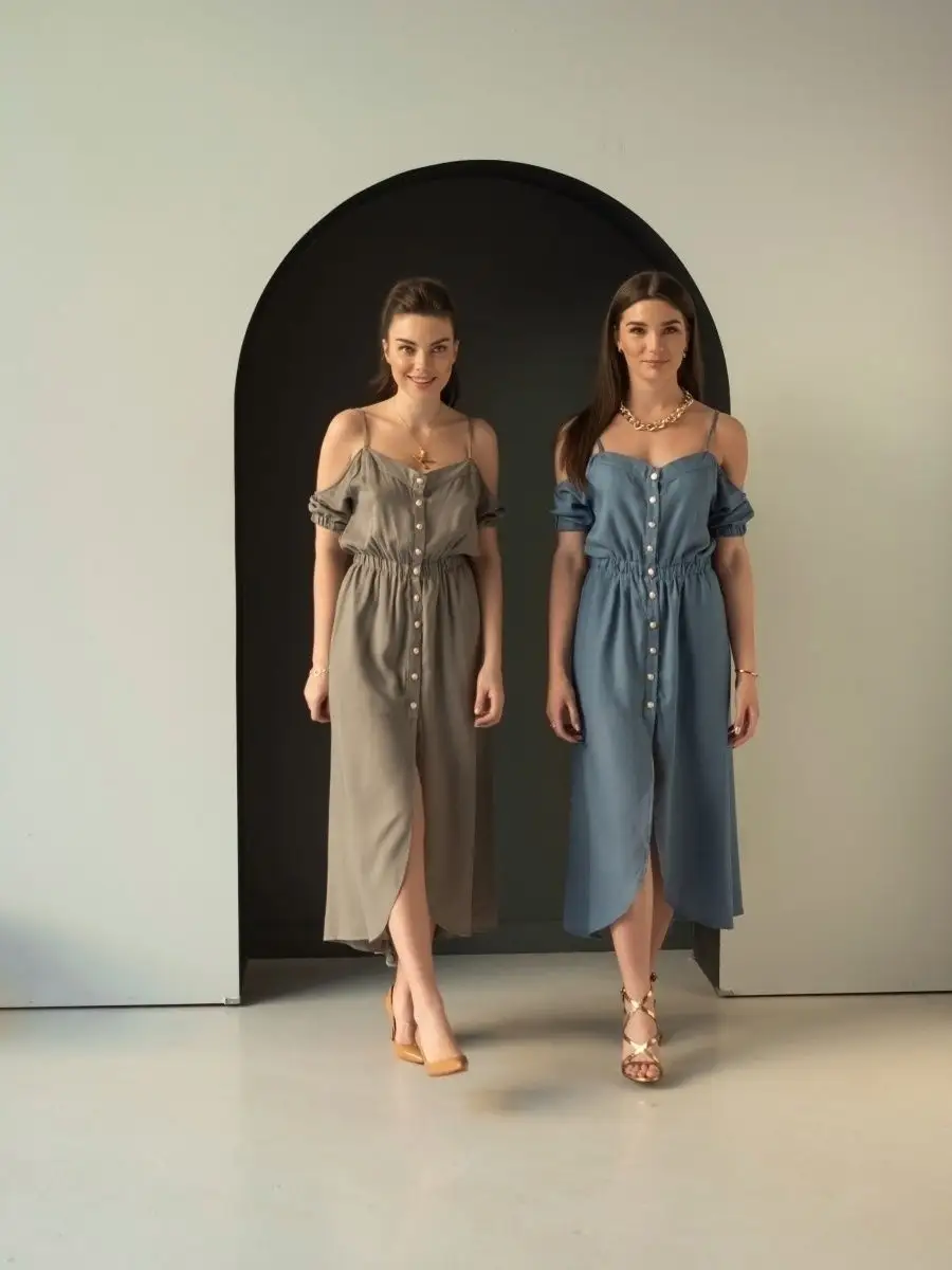 Синее платье летнее нарядное