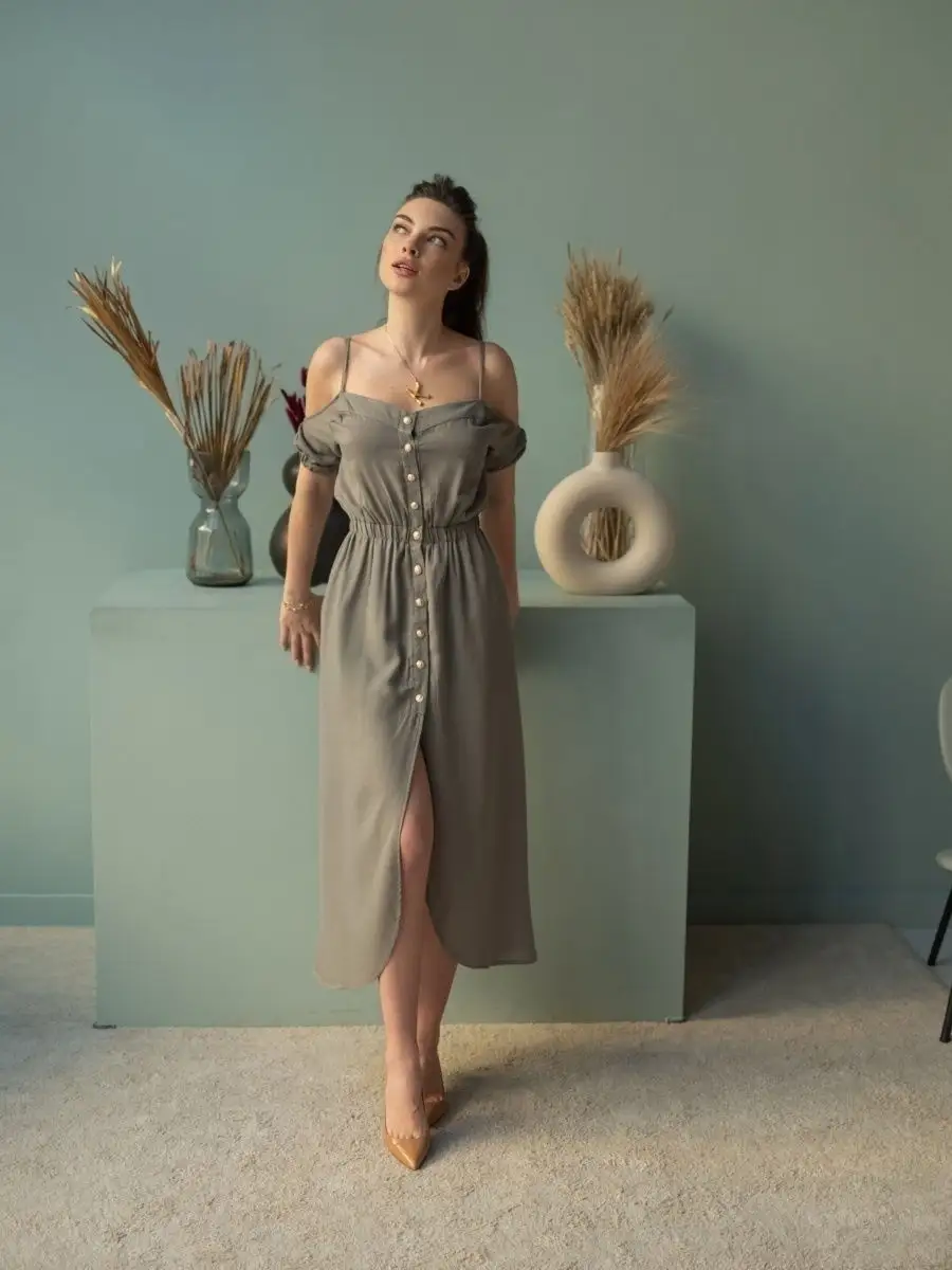 Хаки платье летнее нарядное