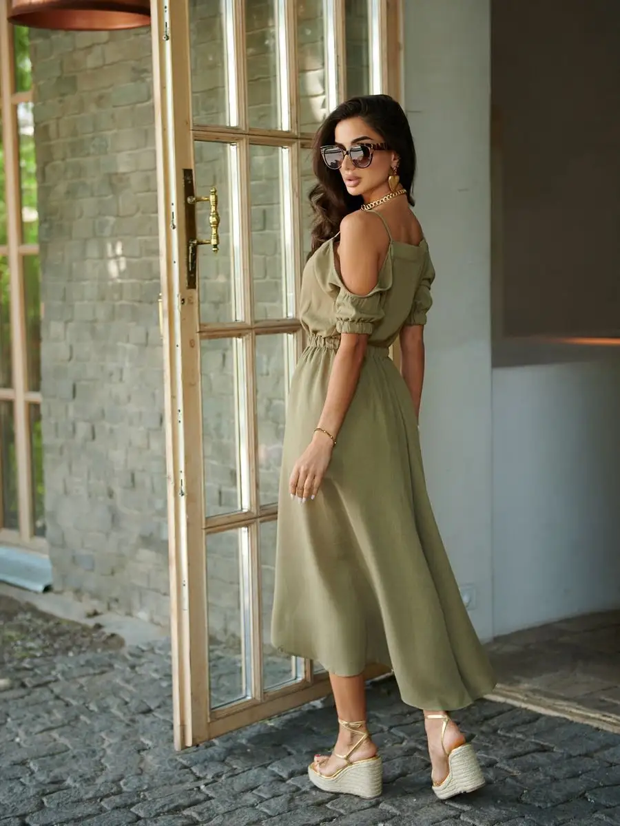 Хаки платье летнее нарядное