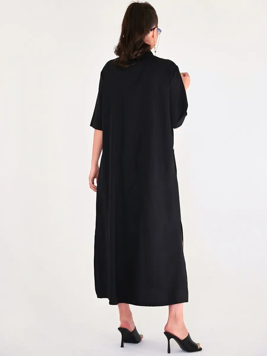 Черное платье рубашка летнее женское